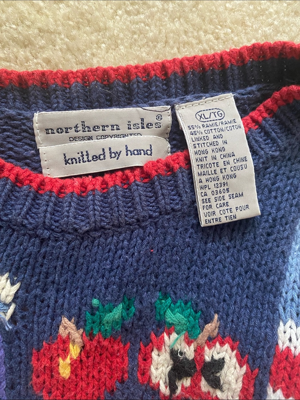 Northern Isles XL knitted by hand 4th of July sweater - Picture 10 of 11
